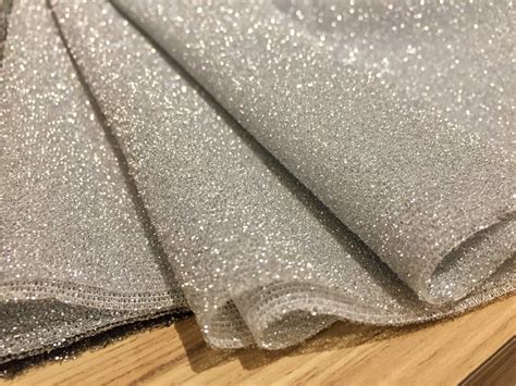 Silver Metallic Stretch Lurex Glitter Fabric, Shimmer 